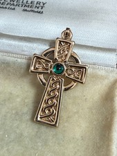 Vintage Sol D'or Celtic Cross Pendant Gold Plated Metal Scottish Signed
