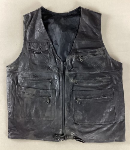 Vintage leather biker - biker, vest