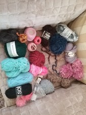 Job Lot Mixed Bundle Knitting Wool Yarn Oddments and balls , Fluffy & DK