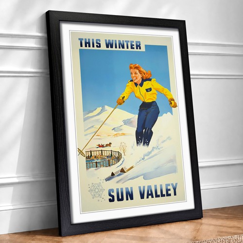 Vintage ski travel - 8, framed