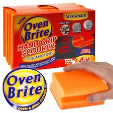 4 x OVEN BRITE SPONGE SCOURERS Non-Scratch Scrub Cleaning Washing Up Pad Pan Hob