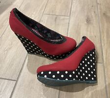 Babycham high wedge polka dot shoes  Red, Black, white Size 7 40