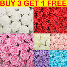 50pcs Artificial Flowers Foam Rose Fake Flower With Stem Wedding Party Bouquet