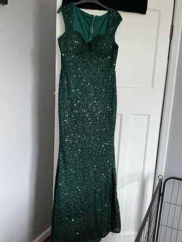 Emerald green sequin evening