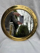 Vintage Round Brass Framed Mirror. Nice Condition. 36cm Diameter. 