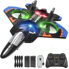 4DRC V32 RC Plane, Foam Remote Control Airplane with Light, 2 Batteries, 360°