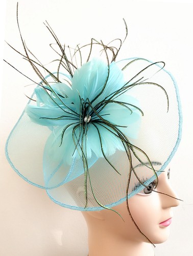 Feather flower hair fascinator - feather,