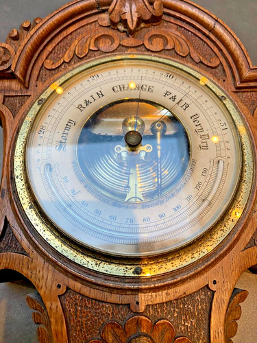 Rare aneroid antique - antique, wooden