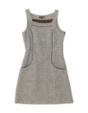 NEXT Womens Sleeveless A-Line Dress UK 6 XS Grey Chevron BF03
