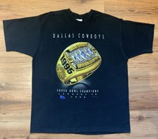Vintage Dallas Cowboys T-shirt 1995 Super Bowl Ring Black Pro Player Sz XL