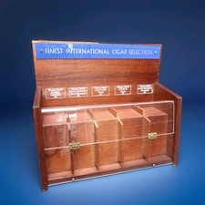 VINTAGE CIGAR SHOP DISPLAY CABINET PUB ADVERTISING WOOD PERSPEX COUNTER TOP