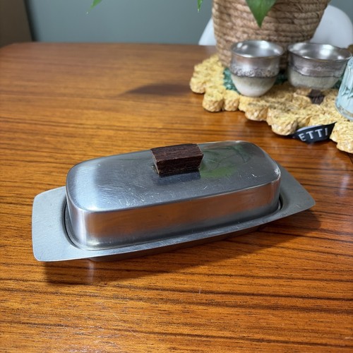 Vintage stainless steel butter - steel,