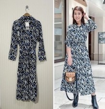 ZARA NWT WOMAN PRINTED MIDI SHIRT DRESS Size M BLUE /BLACK / WHITE | 1165/183