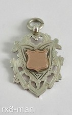 ANTIQUE 1919 SOLID STERLING SILVER ALBERT CHAIN WATCH FOB CRICKET MEDAL