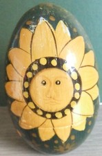 RARE, VINTAGE HAND-PAINTED RUSSIAN / NESTING DOLLS / EGGS - SUN / FLOWER DESIGNS