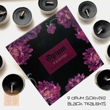 Opium Scented Tealight Candles *Box 9 Black Tea Light Candle *Goth Wiccan Altar 