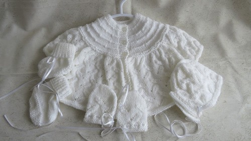 Hand knitted white prem - knitted,