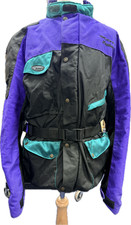 Motorcycle Jacket Scott Leathers XL Vintage Black Purple Teal Made in UK - Used