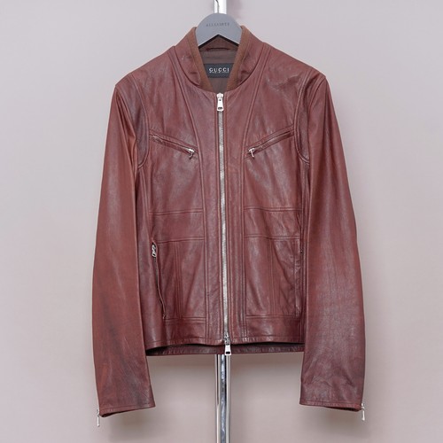 Gucci leather jacket mens red - leather,