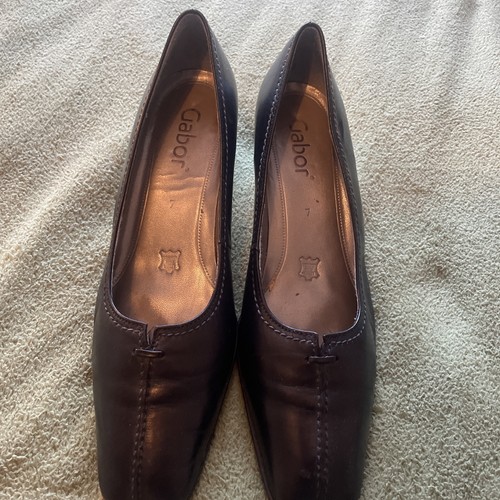 Gabor black leather square toe - black,