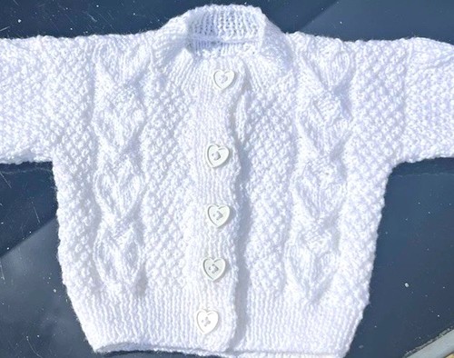 White hand knitted wool - white,