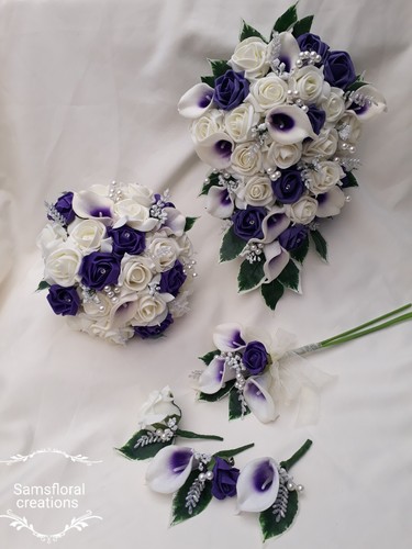 Purple blue ivory rose - ivory,