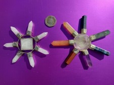 2 x Quartz crystal energy aura generators hexagonal healing pyramids