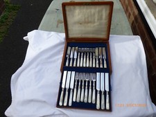24 PIECE VICTORIAN MAPPIN & WEBB SILVER PLATE & MOTHER OF PEARL CUTLERY SET