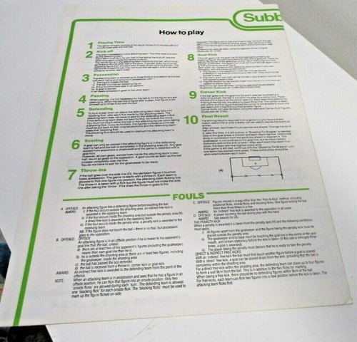 Subbuteo how play - how,