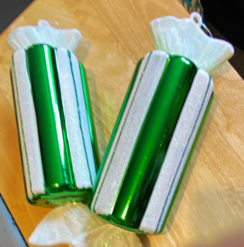 Green white striped - white,