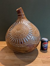 vtg Brown Hand Carved Calabash
