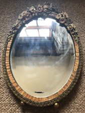 Vintage Barbola floral topped dressing table mirror