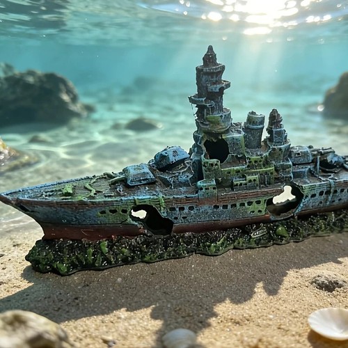 Aquarium shipwreck ornament - aquarium,