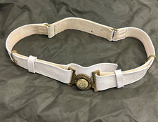 IRISH GUARDS LEATHER BRASS BELT - Max waist: 45" , White Leather Buff Ceremonial