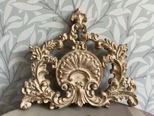 Rococo Florentine Carved Wood Wall Motif Chalk Cream & Gold Picture Mirror Door