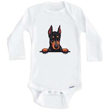 Doberman Dog Breed Cute One Piece Long Sleeve Baby Bodysuit