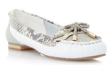 Dune leather ballerina pumps. Size 5/38 White with snake trim & tassels. Womens.