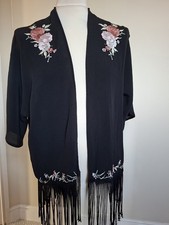 Black Fringed kimono with