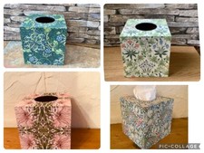 William Morris print tissue box cover decoupaged wooden home decor