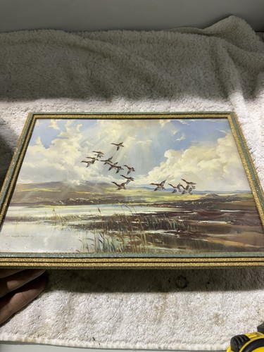 Vintage print startled ducks - print,