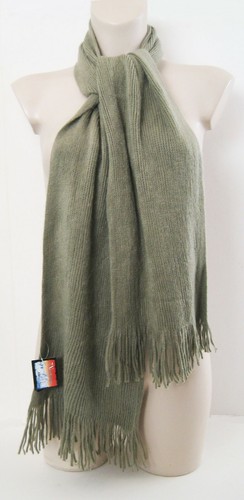 Olive green scarf fine knit - ,
