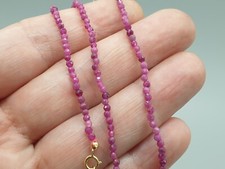 Sparkly Ruby Necklace Natural Faceted Stones 2mm 3mm 9ct Yellow Gold Clasp 16"