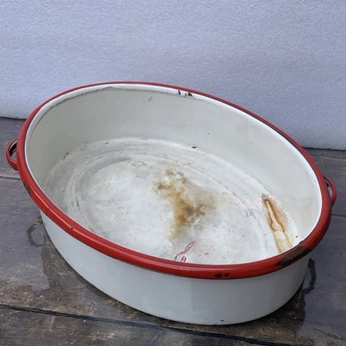 Vintage enamel oval roasting - enamel,
