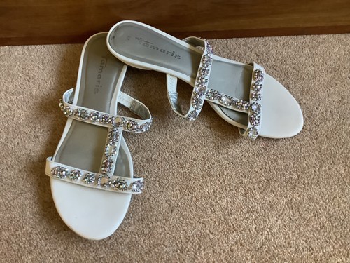 Ladies tamaris white sandals - ladies,