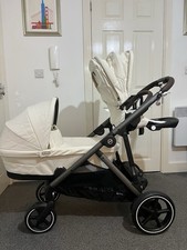 Cybex E-Gazelle S Priam Stroller and Carrycot In Seashell Beige Single To Double