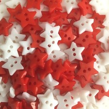 100 star buttons 12mm mixed colours green red white blues pinks orange purple