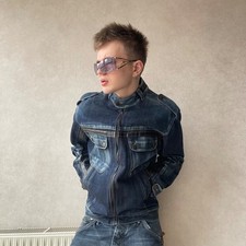 Denim biker vintage jacket - biker,