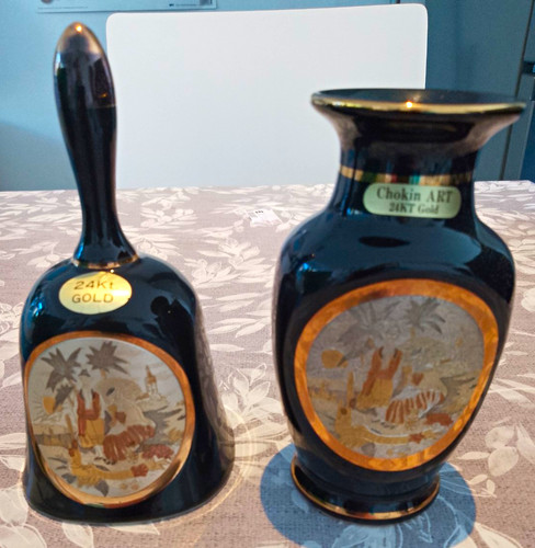 Rare set chokin art 24kt - rare!,