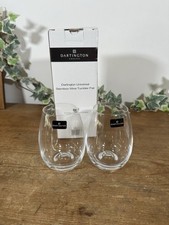 2 Dartington Crystal Universal Stemless Wine Tumblers / Glasses New In Box