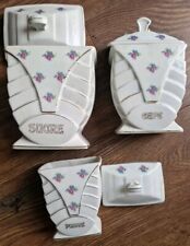 French Porcelain Kitchen Storage Jars 1930s Set Of 3